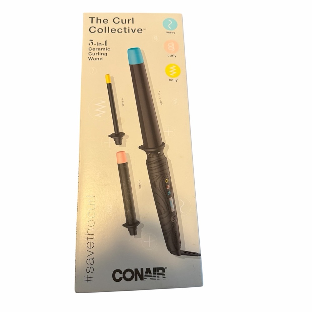 NIB Conair The Curl collective 3 in 1 ceramic curling wand hair curler